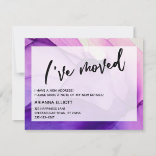 Notas Tinta de álcool púrpura que movi o cartão de la