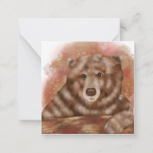 Notas Urso de Aquarela com Preto Dourado Cartão de Not