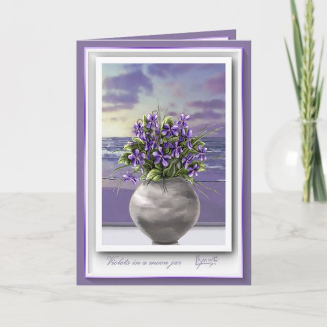 Notas violetas num cartão de aniversário de lua (Frente)