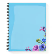 Notebook bonito Turquesa Floral - Ligação Espiral