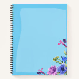 Notebook bonito Turquesa Floral - Ligação Espiral