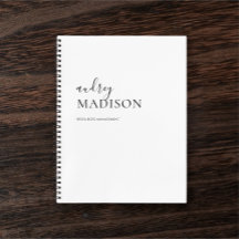 Notebook branco minimalista de luxo caligráfico