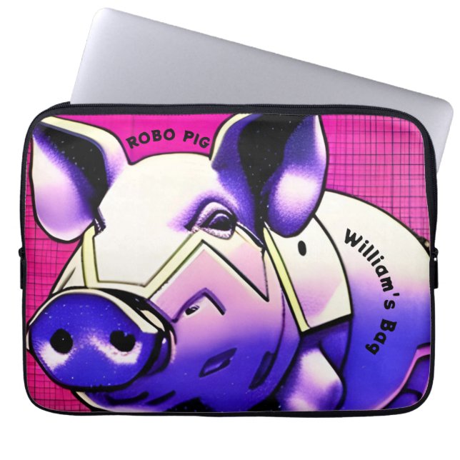 Notebook CAPA DE IPAD ROBO PIG. Texto editável. Bolsa para  (Frente)