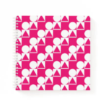 Notebook com círculo, triângulo e padrão quadrado