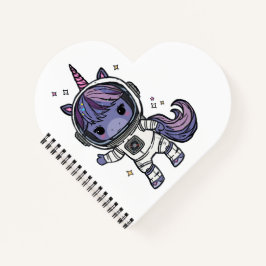 Notebook Coração Astro Unicorn Bonito