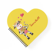 Notebook Cow Personalizado Heart Spiral Bound