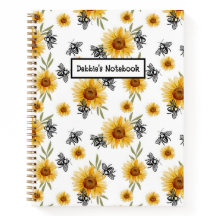 Notebook de abelha e girassol