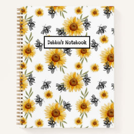 Notebook de abelha e girassol