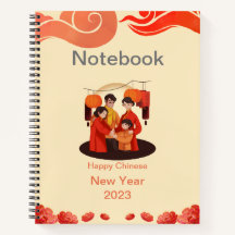 Notebook de Ano Novo chinês feliz e vermelho