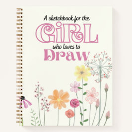 Notebook de Arte Desenho Creme Floral