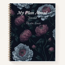 Notebook de Diário de Peonies de Nome Personalizad