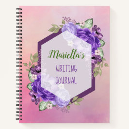 Notebook de Flores de Aquarela Púrpura Personaliza
