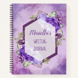 Notebook de Flores de Aquarela Púrpura Personaliza