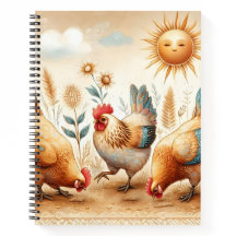 Notebook de frango ilustrado com Fazenda rustica B