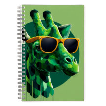 Notebook de Girafa Verde Moderno
