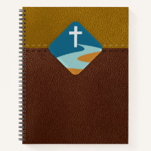 Notebook de Jesus Cross on Leather Background para
