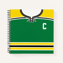 Notebook de Modelo de Hockey com Nome e Número