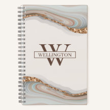 Notebook de nome do milograma do mármore agate Sto