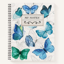 Notebook de nome personalizado com borboleta Vinta