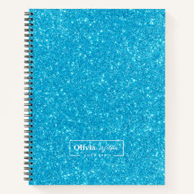 Notebook de nome personalizado com brilho azul mod