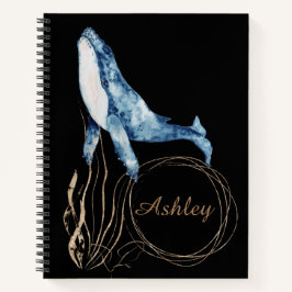 Notebook de nome personalizado de baleia azul