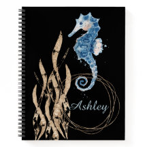 Notebook de nome personalizado do cavalo marinho