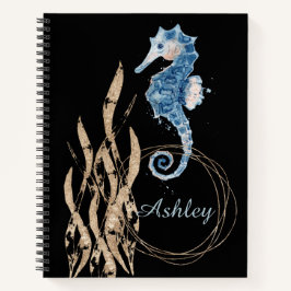 Notebook de nome personalizado do cavalo marinho