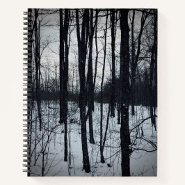 Notebook de paisagem branco e preto dramático