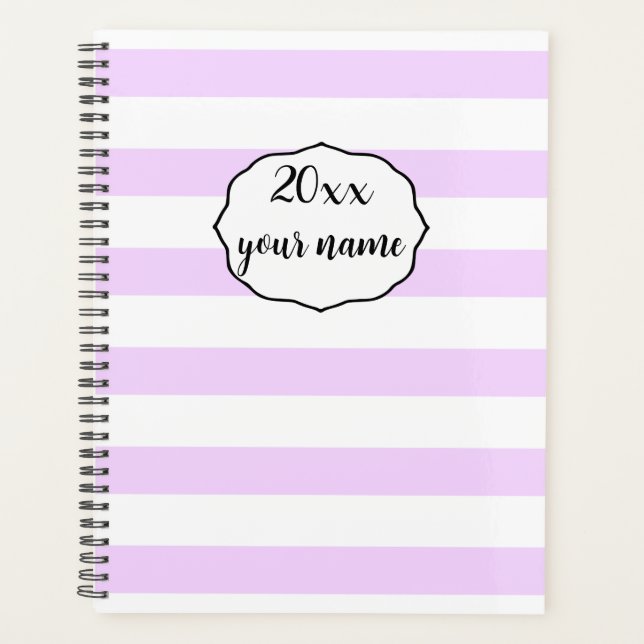 Notebook de Planejador de Stripes Roxas Personaliz (Frente)