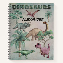 Notebook Dino Dinosaur de Nome Personalizado para 
