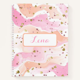 Notebook Dourado com brilho rosa-personalizado