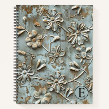 Notebook Dourado Floral Azul Dusk - Personalizado