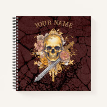 Notebook Dourado Skull