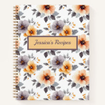 Notebook Elegant Personalizado De Receita Floral