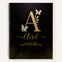 Notebook Elegante Dourado "A" Monograma