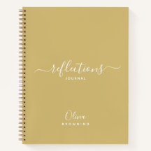 Notebook Elegante Dourado Reflete Diário