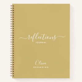 Notebook Elegante Dourado Reflete Diário