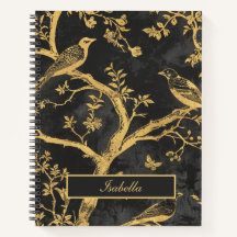 Notebook Elegante Preto e Dourado Espiral