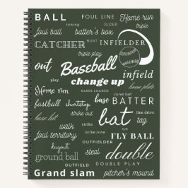 Notebook espiral com bala de beisebol