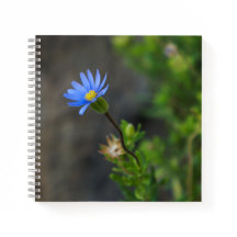 Notebook espiral com flor azul