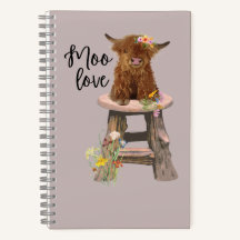 Notebook Espiral Cute De Vaca Highland