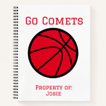 Notebook espiral de basquete vermelho personalizad