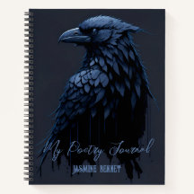 Notebook espiral de Diário de poesia Raven persona
