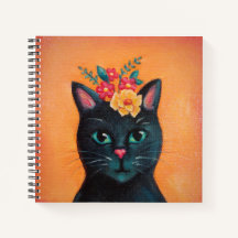 Notebook espiral de gato preto