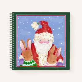 Notebook espiral de papais noeis e coelhos