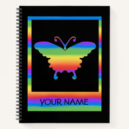 Notebook espiral personalizado do Rainbow Butterfl