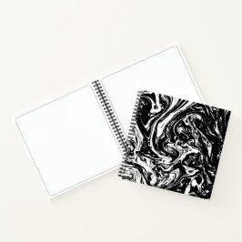 Notebook espiralado de estilo de mármore preto e b