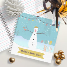 Notebook feliz Rustic Snowman Winter Sceney