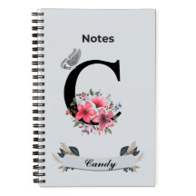 Notebook Floral Monograma - Inicial Personalizado