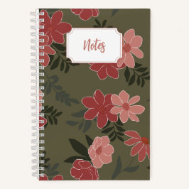 Notebook floral rosa e verde | Diário